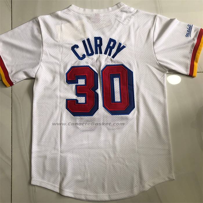 Maglia Manica Corta Golden State Warriors Stephen Curry No 30 Bianco